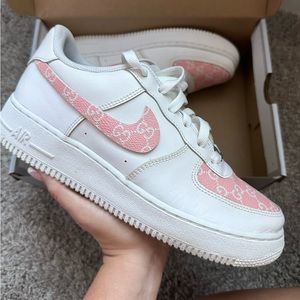 Custom Pink GG Print Nike Air Force 1